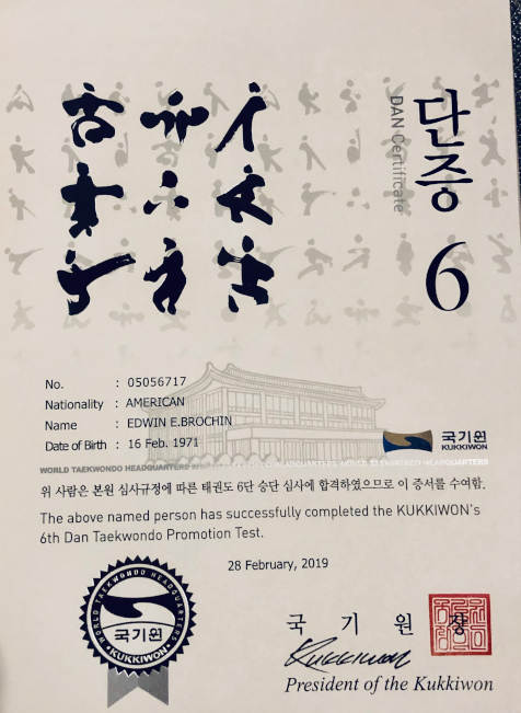6th Dan certificate